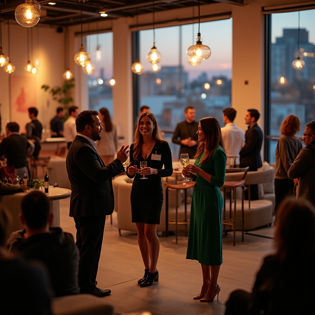 Real estate professionals networking at Qonlixo educational event